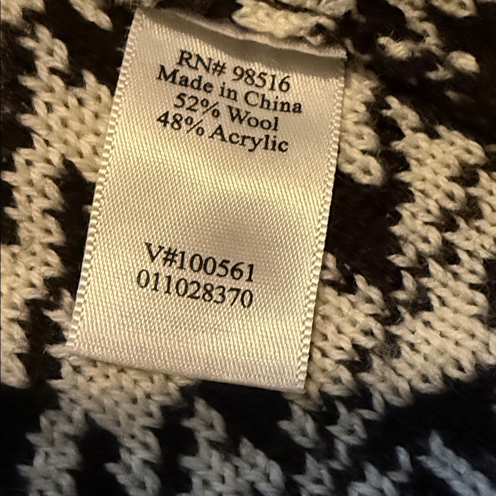 Coldwater Creek Black and White Nordic Patterned Collared Button Down Sweater - Picture 5 of 5